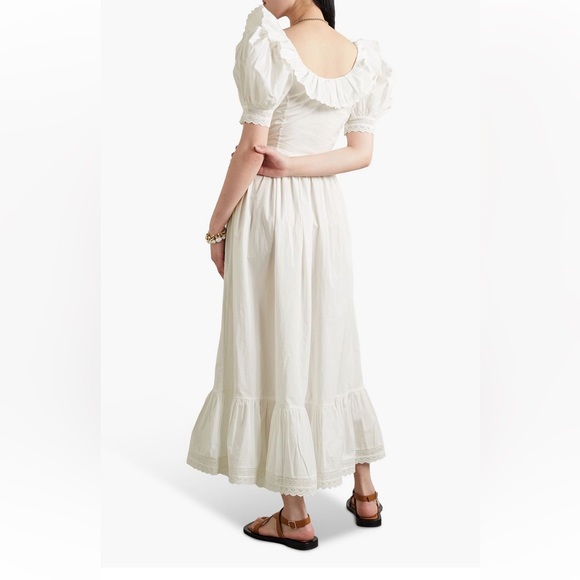 DÔEN Lupine White Ruched Tiered Maxi Sundress - Picture 2 of 16